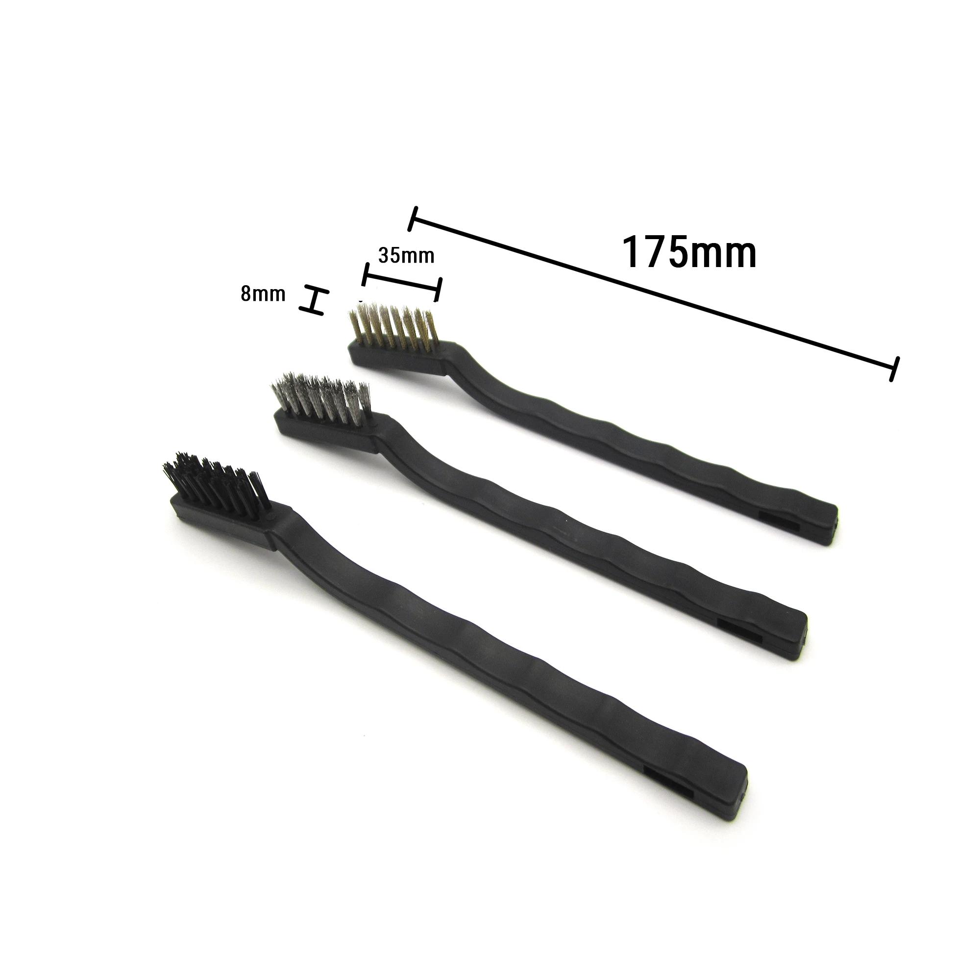 POLIWELL 3PCS 7inch Stainless Steel Brass Nylon Cleaning Brush for Rust Removal and Cleaning of Metal Surfaces