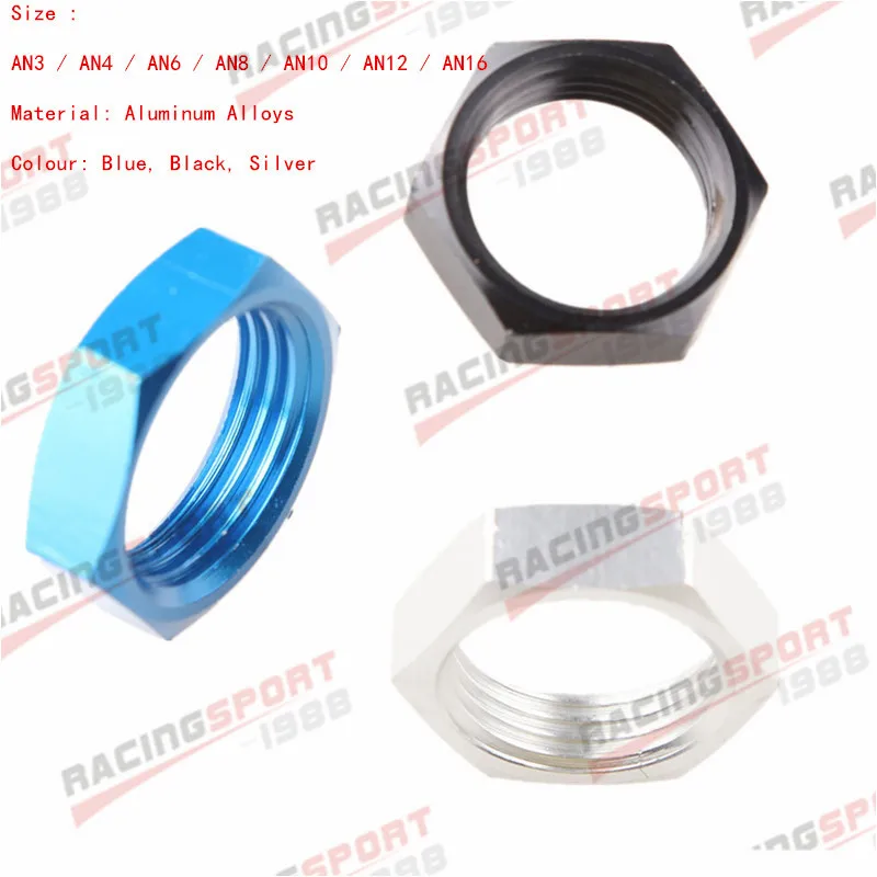 

AN3 AN4 AN6 AN8 AN10 AN12 AN16 Aluminum AN Bulkhead Lock Nut Fitting Adapter