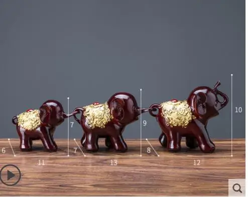 Elephant auspicious sitting room wine ark TV ark places originality to live in porch adornment three small elephant decoration