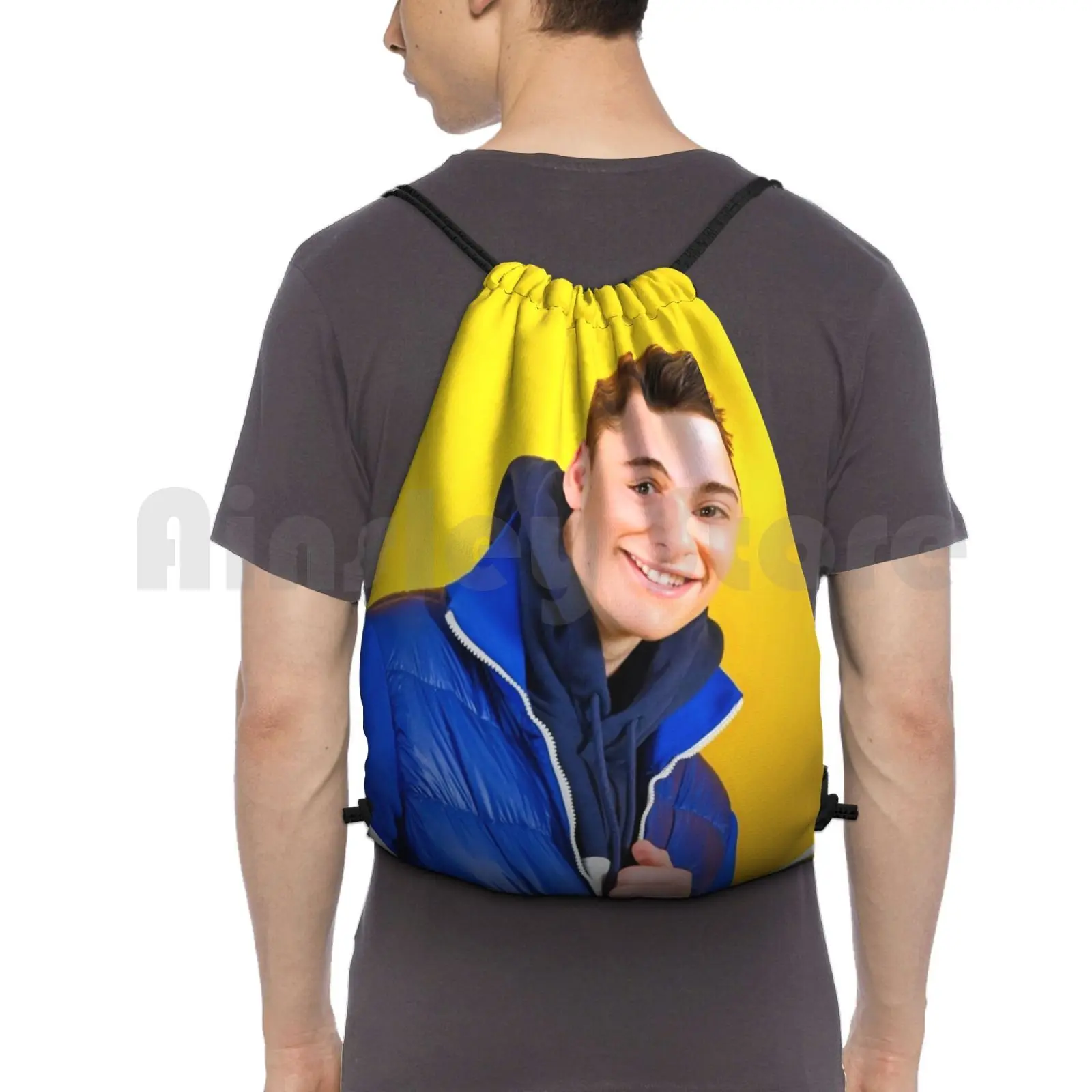 Noah Schnapp Blue Jacket Backpack Drawstring Bag Riding Climbing Gym Bag Noah Schnapp Noahschnapp Things Millie Willbyers