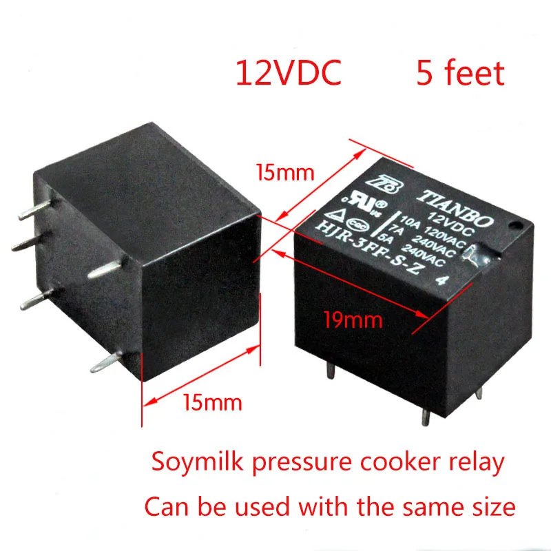 1pc  Soymilk relay 12V electric pressure cooker relay relay accessories 5-pin universal relay