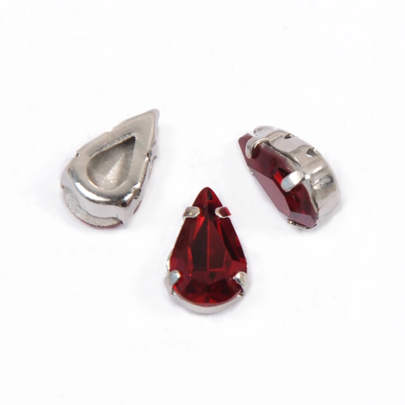 YANRUO 4300 Pear Shaped Copper Settings DIY Sewing Silver Gold Claw Strass Rhinestones Crystal Jewelry Element