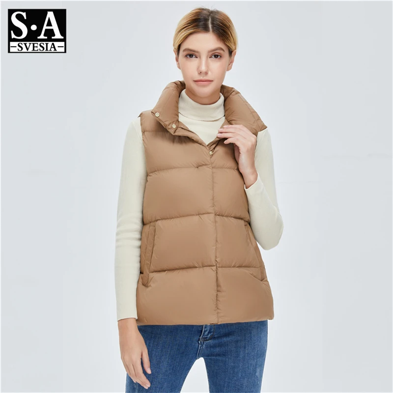 

Winter women's down vest 2020 short stand-up collar Korean plus size casual white duck down jacket coat