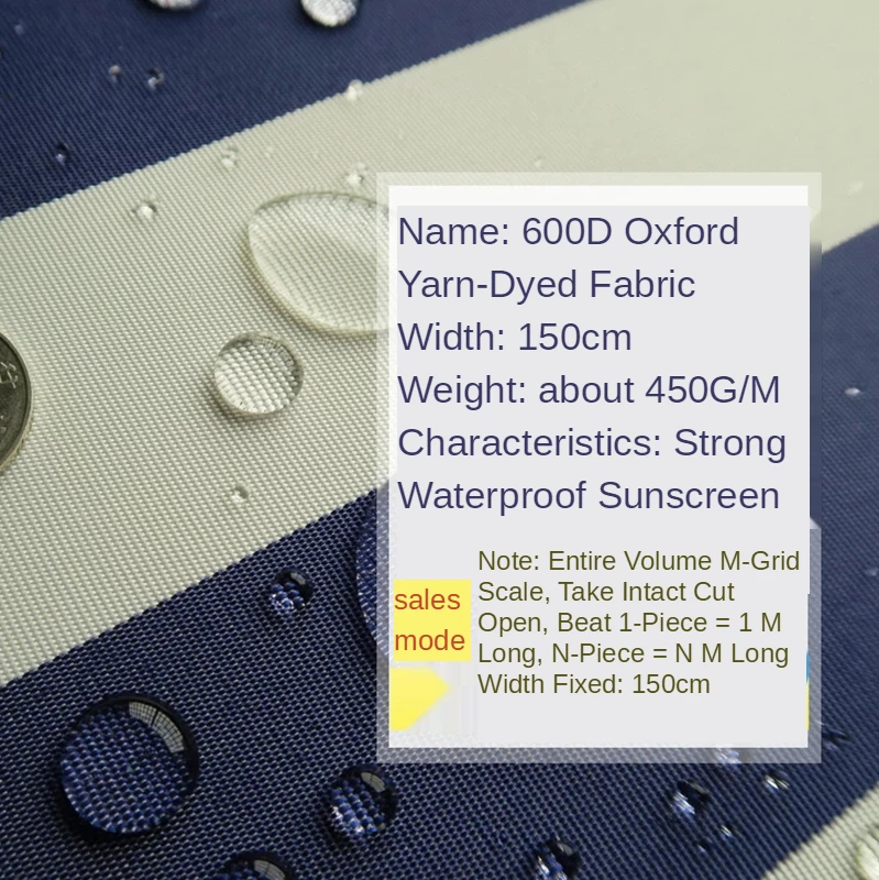 600D Oxford Outdoor Ripstop Waterproof FabricBy The Meter for Tent Tarpaulin Sunscreen Thick Striped Polyester Textile Sewing