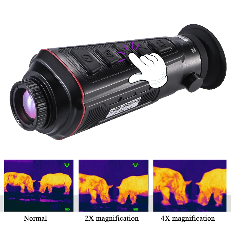 A7 Thermal Imager for Night Hunting 4X Digital Zoom Outdoor Thermographic Telescope with External Screen &  Infrared Illuminator