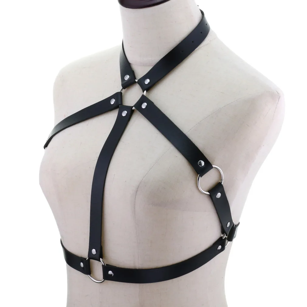 Punk PU corset waistband chest strap collar one-piece personality trend body strap sling belt  gothic decor