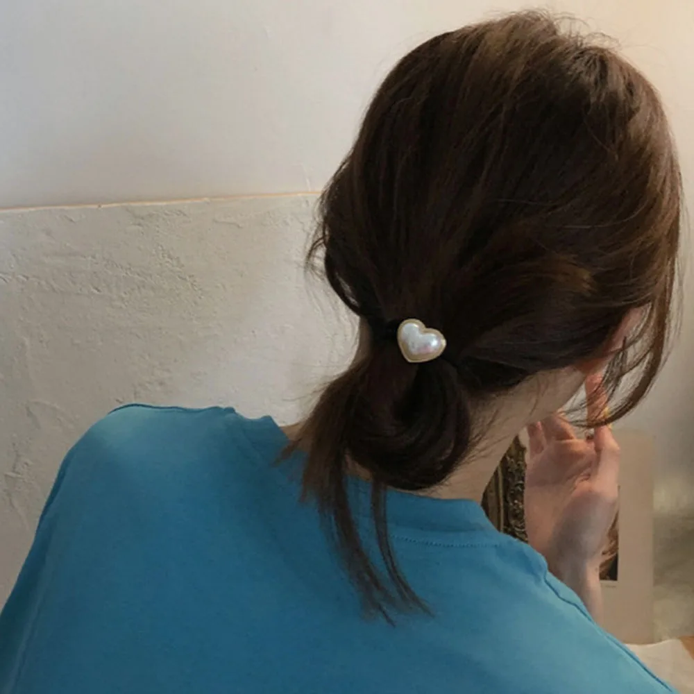 Wysokie elastyczne serce perła okrągły kształt opaski gumowe dla kobiet opaska do włosów dla dzieci dzieci słodkie cukierki kolor Hairbands