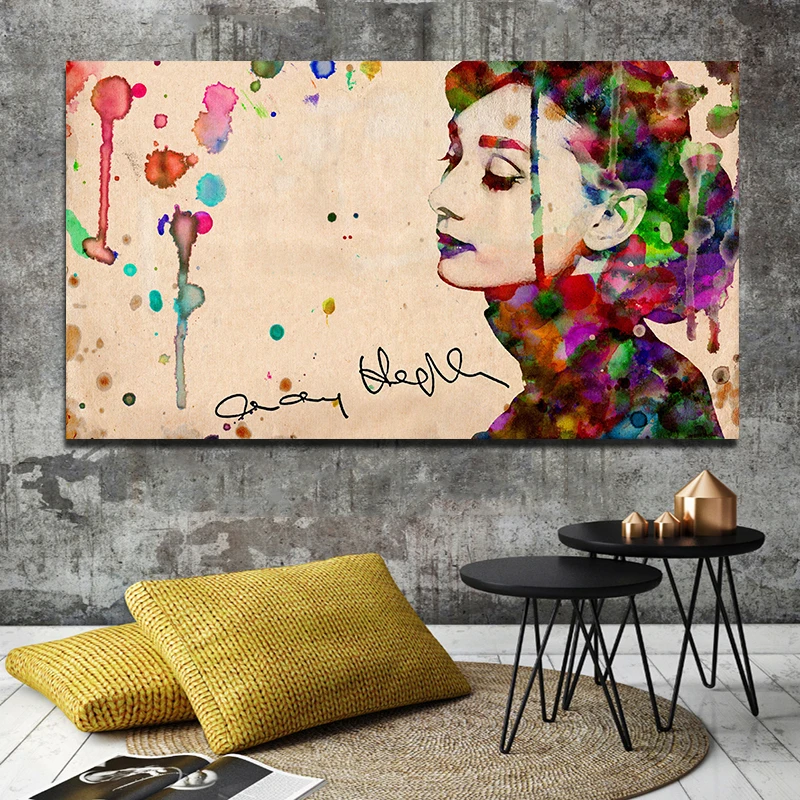 SELFLESSLY Street Art Audrey Hepburn Watercolor Painting Canvas Wall Pictures for Living Room Posters and Prints Modern Art