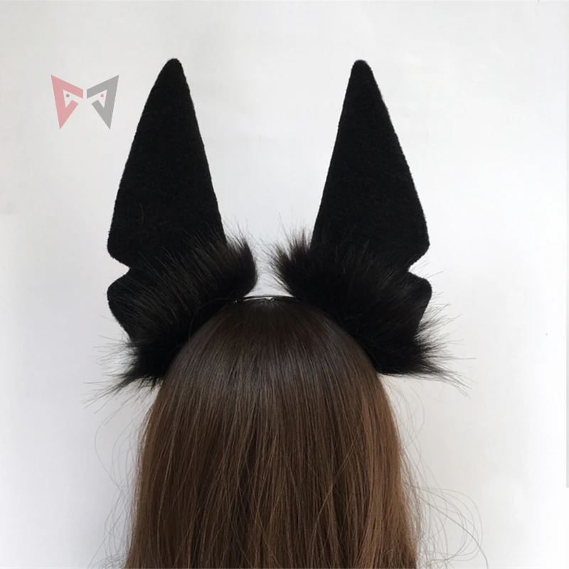 Nova faixa de cabelo artesanal original da fera anbis lobo orelhas preto e branco, arco de cabelo acessórios para fantasia cosplay