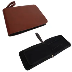 Quality Fountain Pen / Rollerball Pen Bag Pencil Case Available for 24 Pens - Black Leather Pen Holder / Pouch