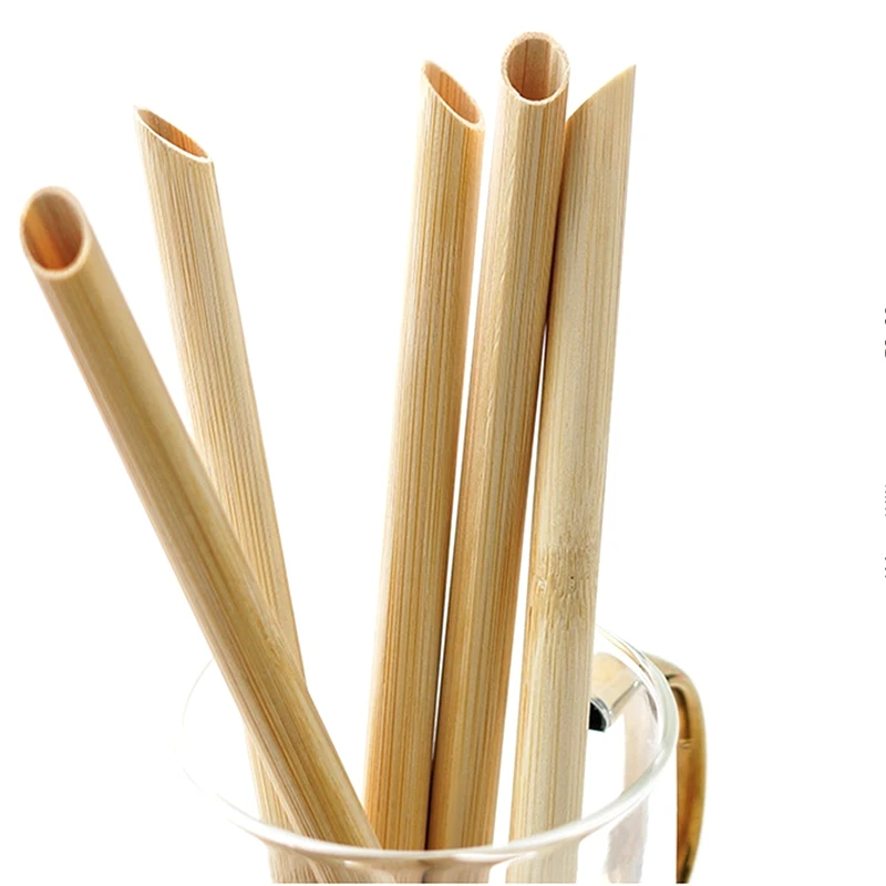 Natural Bamboo Straw Reusable Drinking Straws with Case + Clean Brush Eco-friendly Bamboo Straws Bar Cocktail Drinks Tools