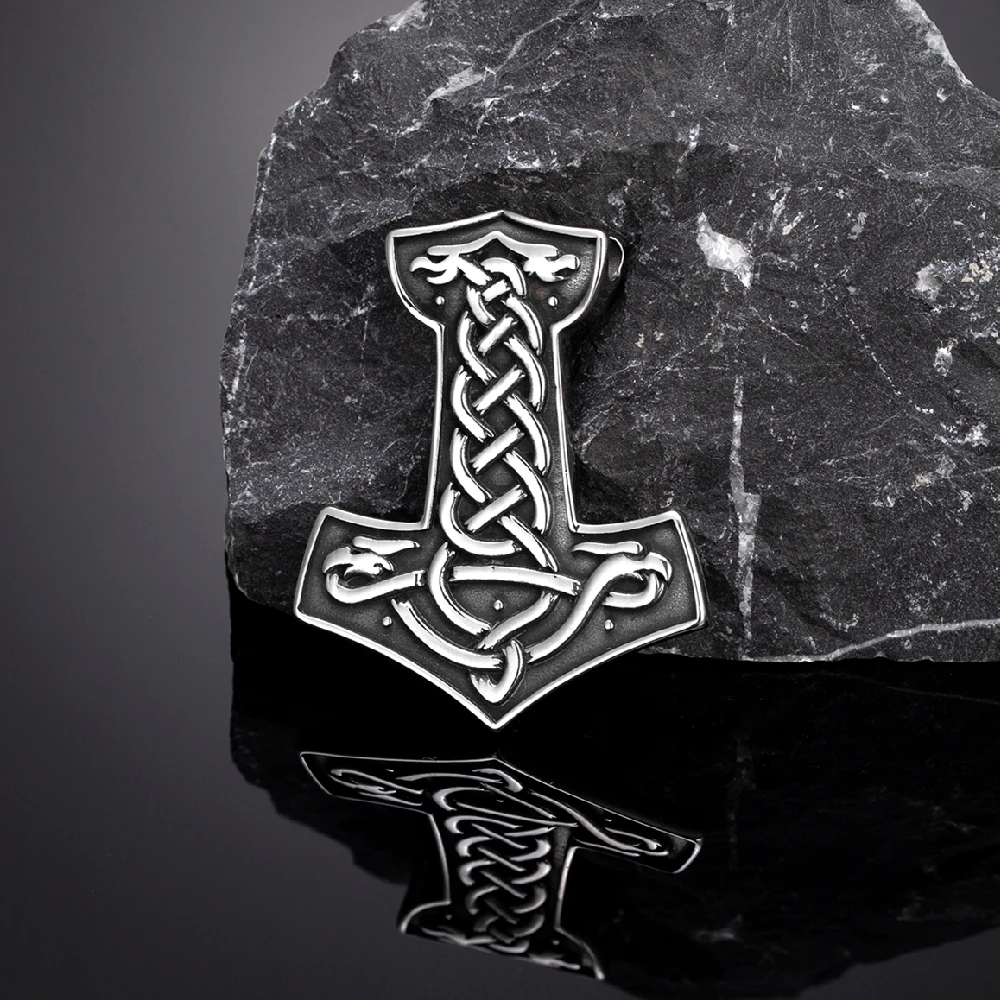 Herren-Halskette aus Edelstahl mit Mjölnir-Thor-Hammer, Wikinger, nordische Runen, slawisches Amulett, Anhänger, verblasst nicht, goldfarbener Schmuck, Geschenk – Detail 10