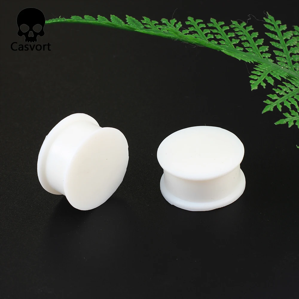 Casvort 2PCS Fashion 6mm To 25mm Silicone Flexible Thin Ear Plugs body Jewelry Flesh Tunnel Ear Gauges Expander Stretcher Earrin