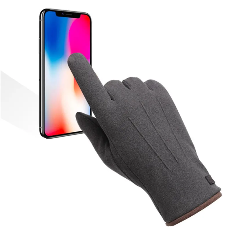 Men's Thermal plus Velvet Touchscreen Gloves Winter Fashion Imitation Wool Cashmere Thickened Driving Style WM004