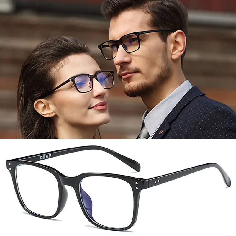 

MIZHO Square TR90 Frame Anti-Blue Glasses Photochromic Men Retro Clear Computer Eyeglasses Frame Women Filtering Protect