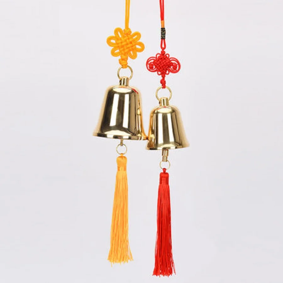 1 String Pure Copper Bell Customized Wind Chimes Ornament Car Hanging Pendant Decor Yellow Red