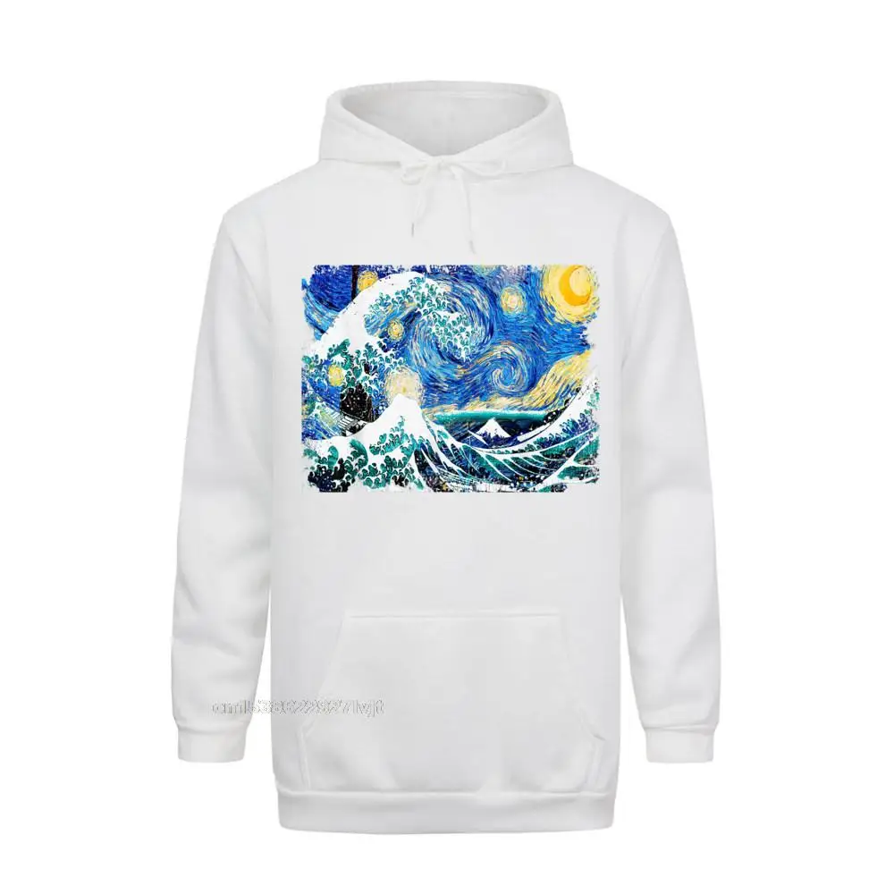 Starry Night And Great Wave Van Gogh Art Painting Hoodie Hoodie Comfortable Cotton Men Tops Tees Printed On Brand New Tshirts