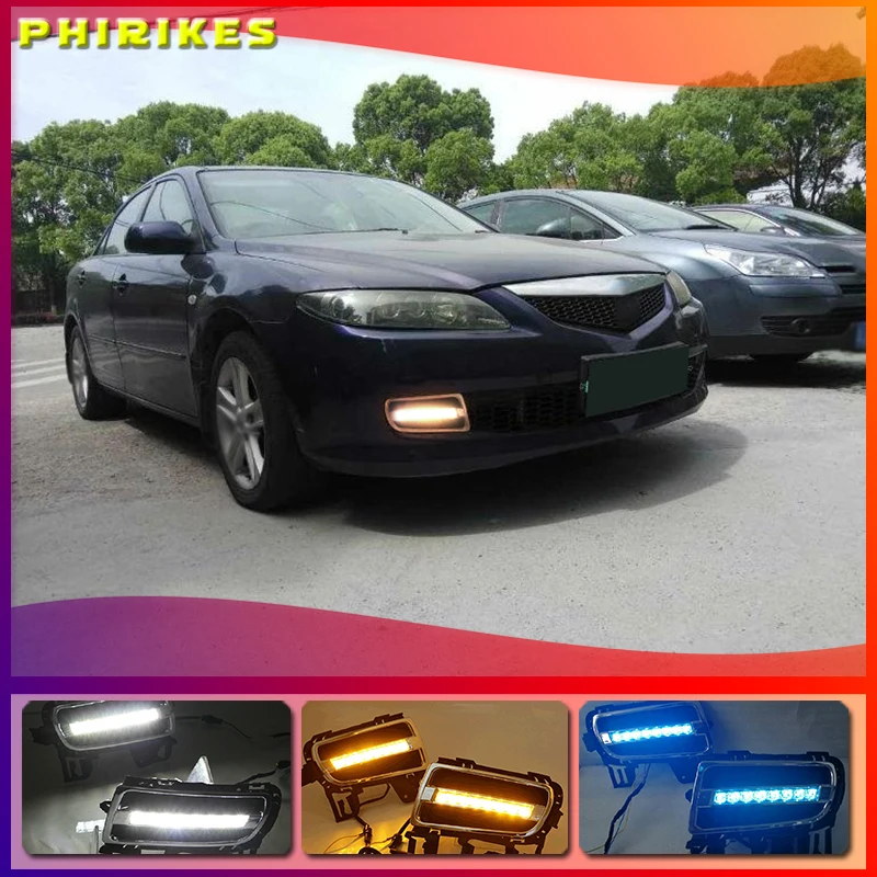 

Дневные ходовые огни для Mazda 6 Mazda6 2005 2006 2007 2008 2009, дневные ходовые огни, противотуманная фара, 1 пара, 12 В дневного света