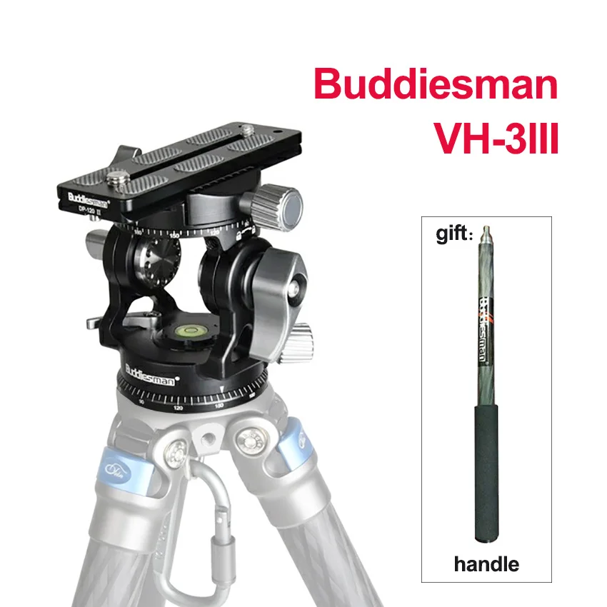 

Buddiesman VH-3III Tripod Head Fluid Head Damping Panoramic head with quick release plate for DSLR Camera Tripod Monopod