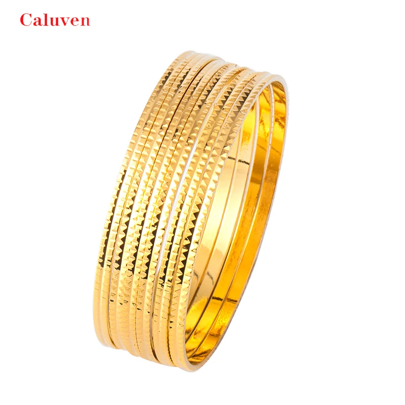 6pcs New African Dubai bangles for women Ethiopian jewelry copper gold Color bangle& bracelet bridal jewelry