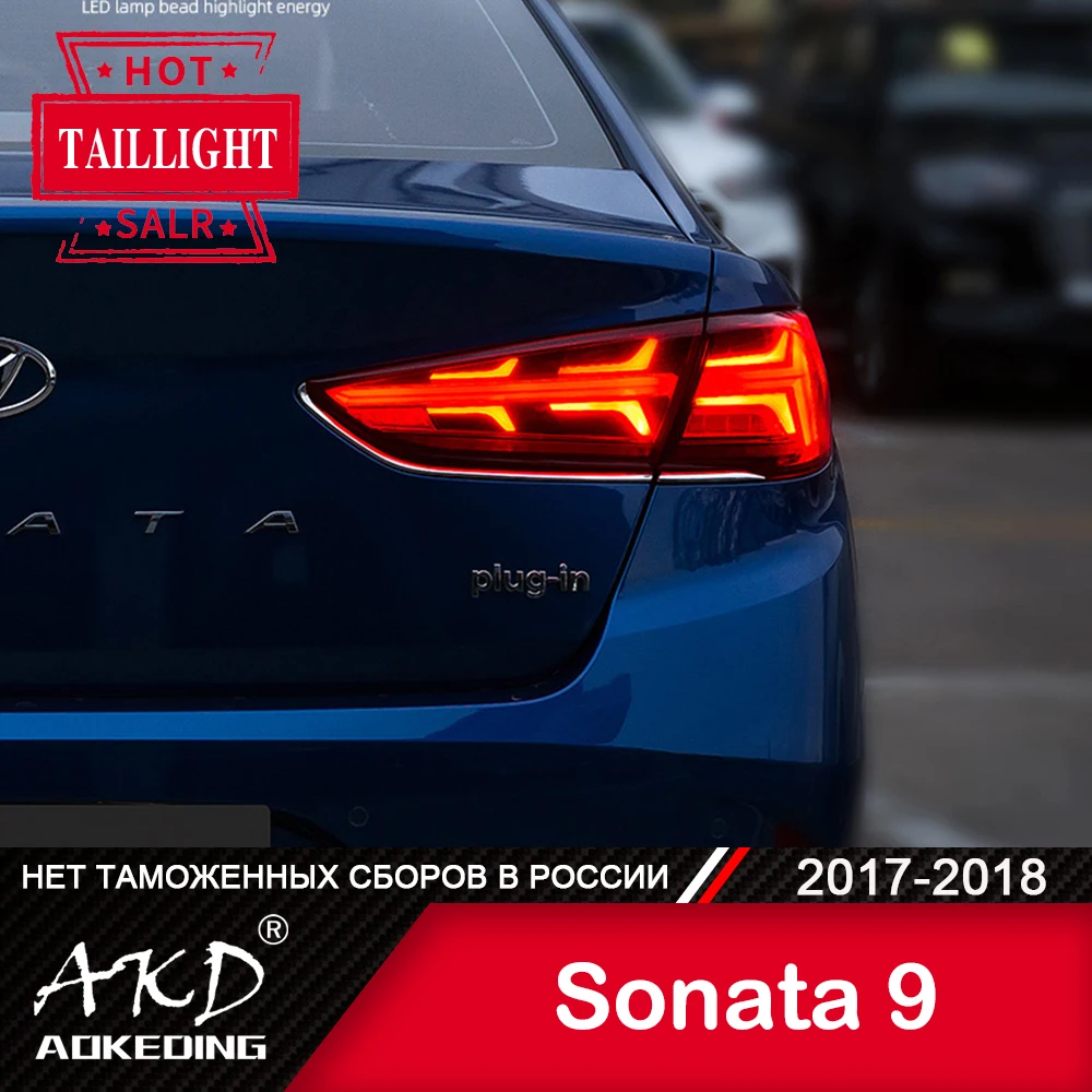 For Car Sonata 9 Tail Lamp 2017-2018 LED Fog Lights Day Running Light DRL Tuning Car Accessories Sonata Tail Lights