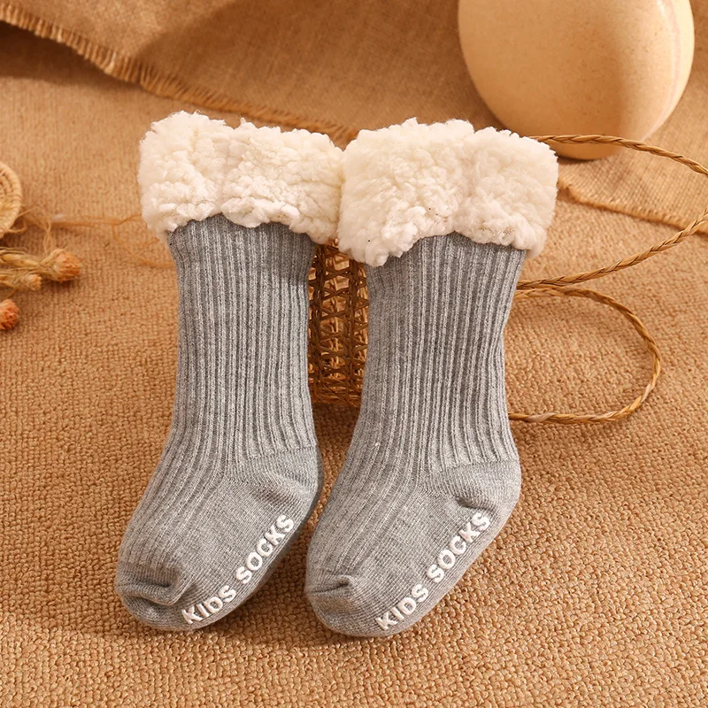 Winter Baby Solid Tincken Socks For Girls Boys Kids Cotton Warm Toddlers Baby Christmas Socks For Newborn Anti Slip Floor Socks