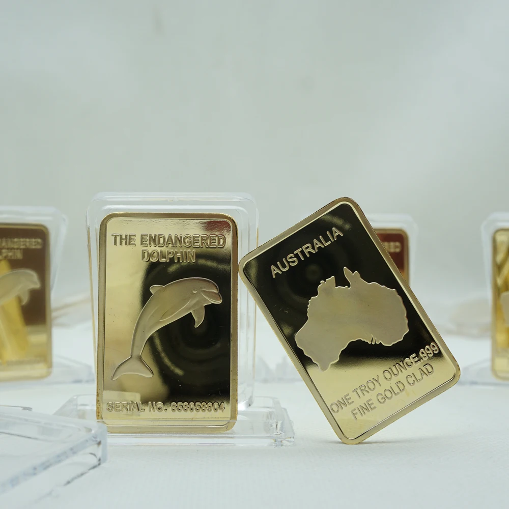 

Souvenir Animal Coin The Endangered Dolphin Australia Bullion Replica Gold Plated Bullion Bar