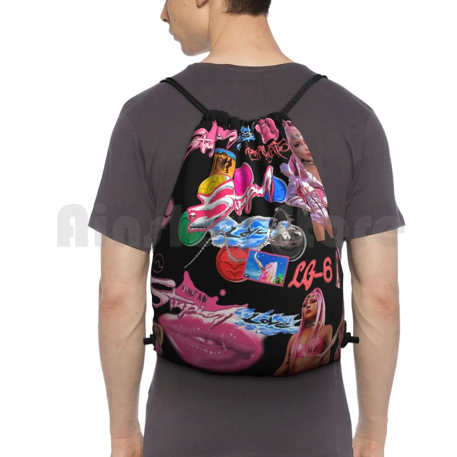 

All Over Love To Be Extra Backpack Drawstring Bag Riding Climbing Gym Bag Love Extra All Over Pattern Lg6 Chromatica
