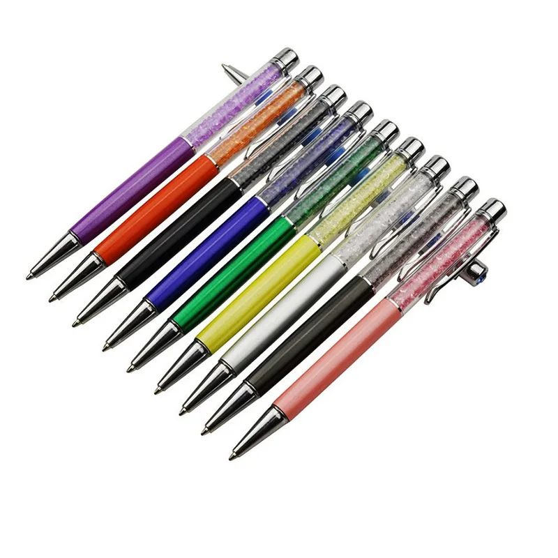 100 Pcs Ballpoint Pen Crystal Diamond Decorative Pen 0.7mm Pen Tip All Metal Material Student Writing Office Gift Pen