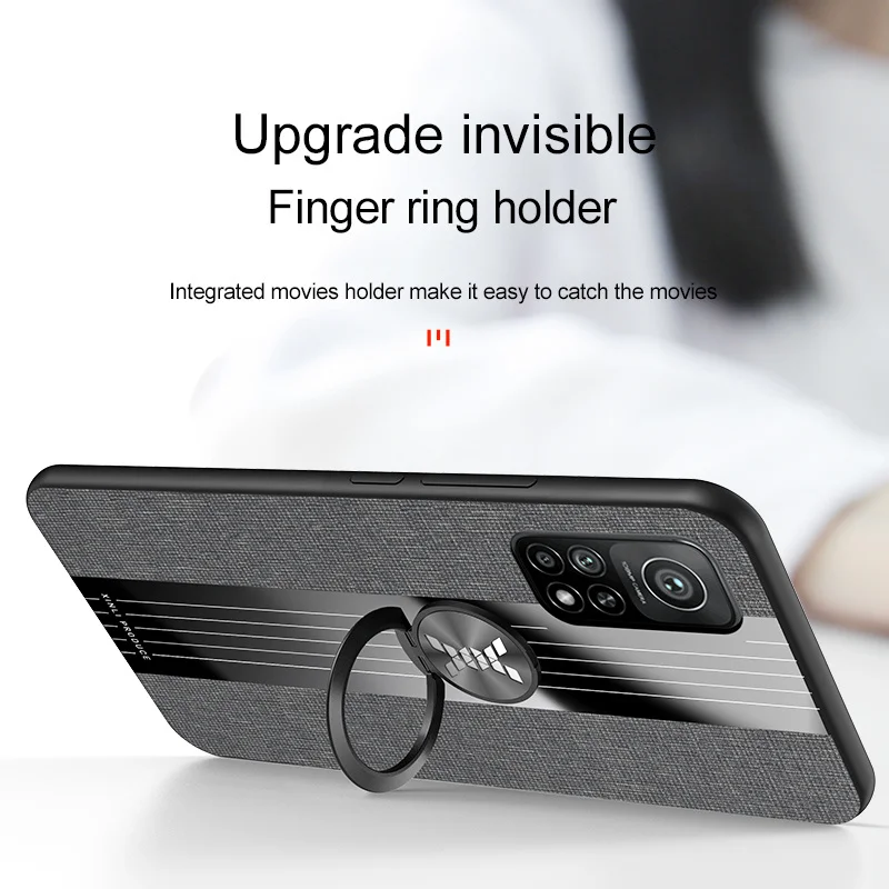 Cloth Fabric Magnetic Holder Ring Case For Xiaomi Mi10T Mi 10T Pro 10 T T10 Xiaomi10T Lite Silicone Frame Shockproof Coque Cover