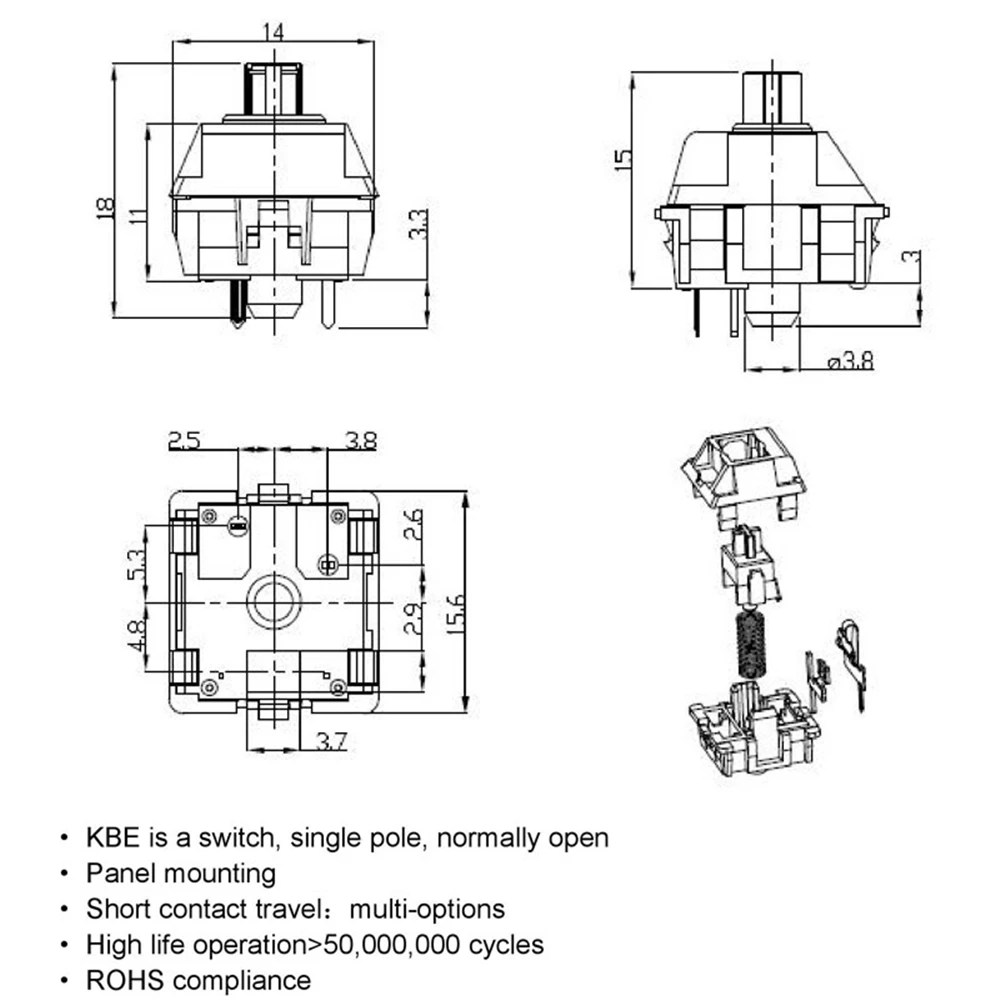 100 個メカニカルキーボード黒青茶赤キースイッチ CIY ソケット SMD 3Pin 薄型ピンと互換性 MX スイッチ