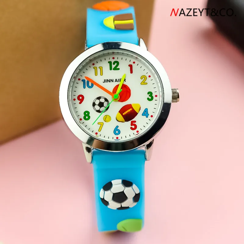 Reloj de cuarzo 3D para niños y niñas, pulsera de silicona con esfera de fútbol para deportes al aire libre, regalo de dibujos animados