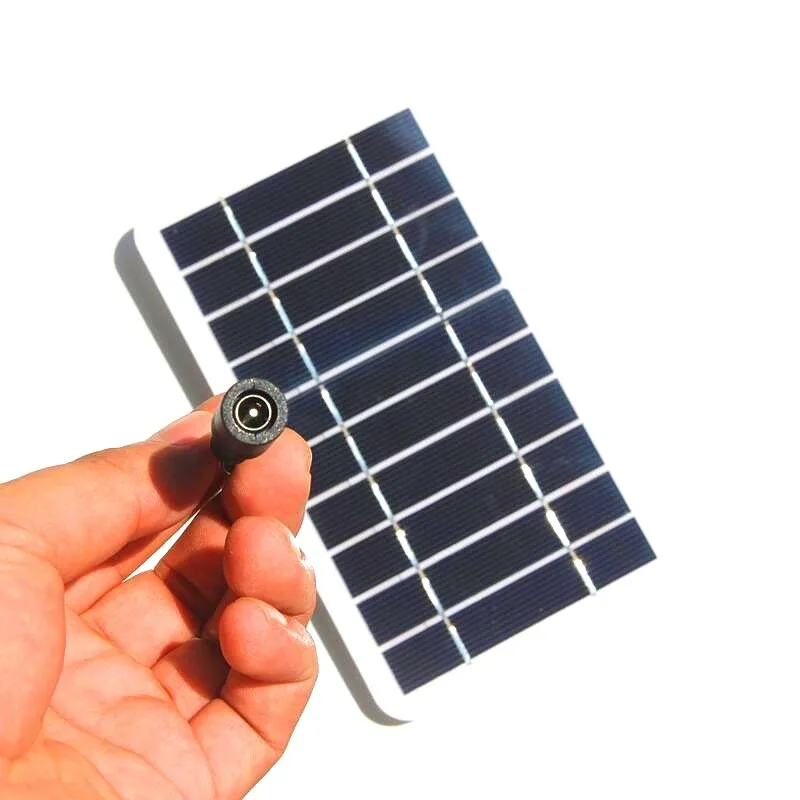 Painel solar policristalino 2.5w 5v com carregador do painel solar da saída do cabo dc5521 para a bateria 3.7v-5v