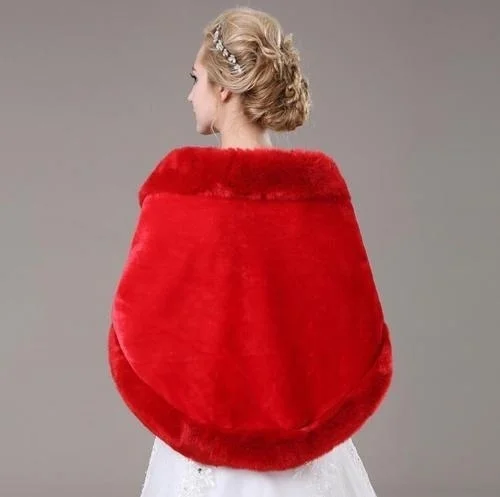 Rood/Ivoor Wedding Bolero Winter Bridal Bolero Faux Fur Wedding Sjaals Wome Wraps Bridal Jacket Party Coat Bridal Shawl