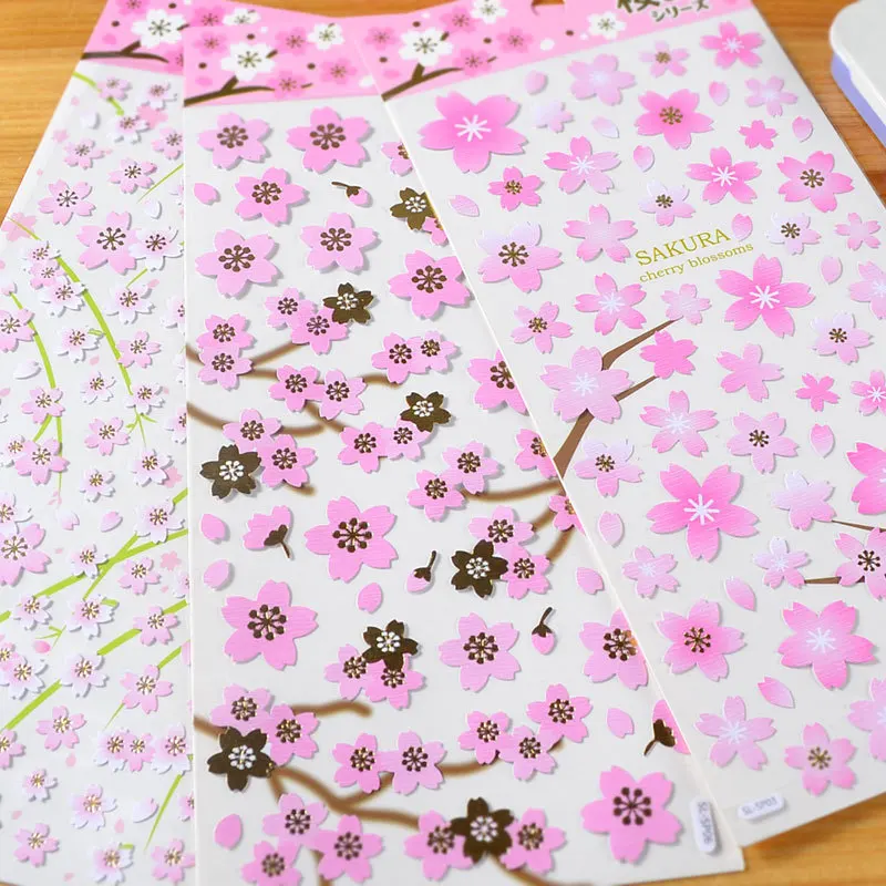 Exquisite Fashion Oriental Cherry Stickers Romantic Sakura Stickers Postcard Decoration Phone Notebook Ornament Cherry Blossoms