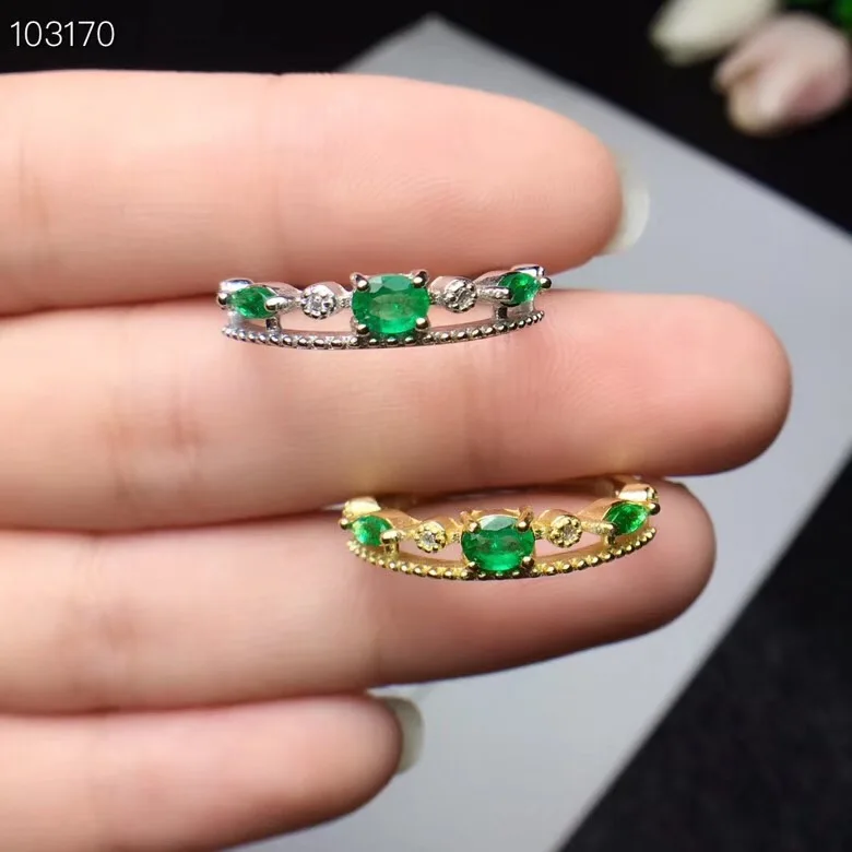 Fashion Emerald Ring for Daily Wear 3 Pieces Natural Emerald Silver Ring Solid 925 Silver Emerald Jewelry Gift for Woman