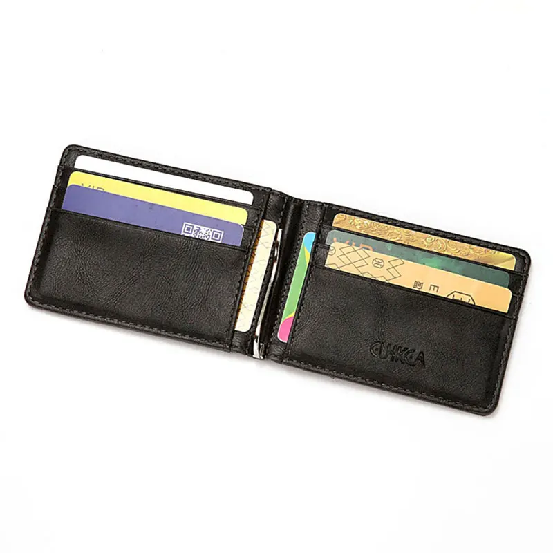 RFID męski skórzany Slim Bifold portfel na pieniądze przednia kieszeń etui na karty kredytowe