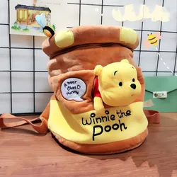 New Disney Winnie the Pooh Kawaii Pooh Bear Honeypot Plush Stuffed Backpack Lovely Anime Plush Bucket Bag 20*25cm