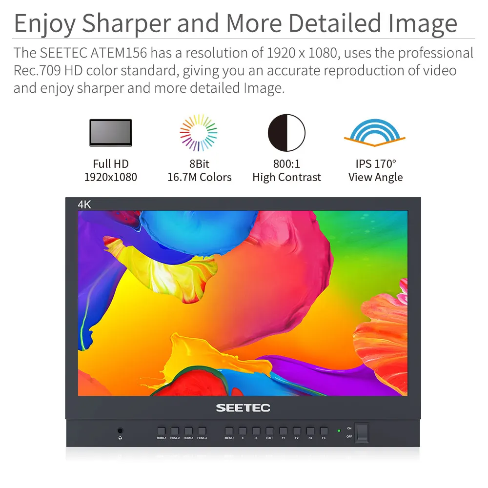 شاشة بث مباشر مقاس 15.6 بوصة من SEETEC شاشة رباعية سبليت 4 مدخل HDMI مخرج كامل HD 1920x1080 لمحول ATEM Mini