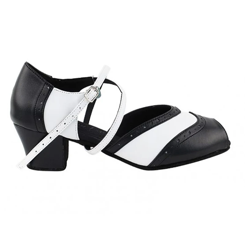 Evkoodance DIY Practice Women Dance Shoes Black Leather Latin Ballroom Shoes Girls Latin Salsa Tango Party Dancing Shoes Factory