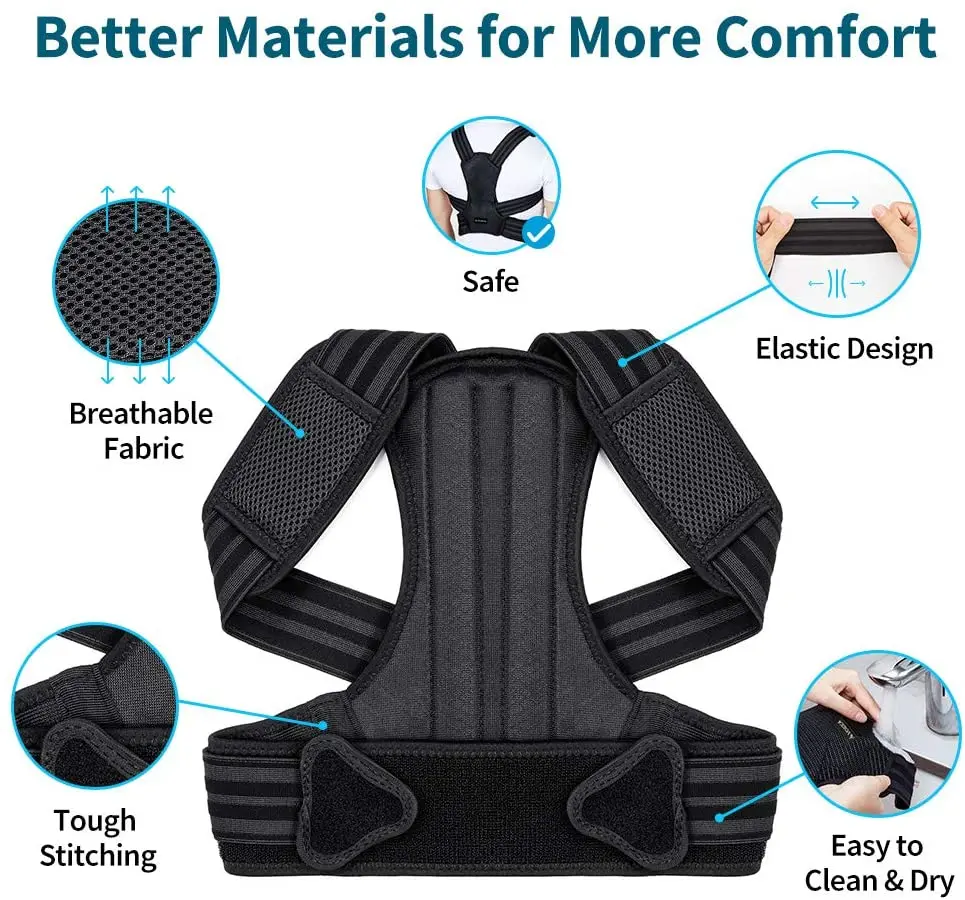 Posture Corrector Spine and Back Support Adjustable Breathable Brace Improves Posture Providing Pain Relief  Prevention Humpback