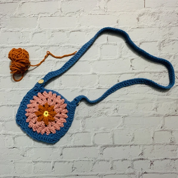 

Handmade crochet Little girl hand bag messenger bag Little girl's birthday present Christmas gift 5.5in