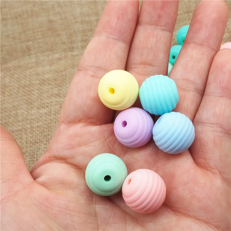 Chenkai 20pcs Silicone Spiral Teether Beads DIY Baby Shower Pacifier Dummy Teething Montessori Sensory Jewelry Making Toy Beads