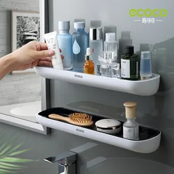 ECOCO-Wall Mounted Storage Rack, Suporte Shampoo, Especiarias e Chuveiro Organizador, Acessórios do banheiro com barra de toalha