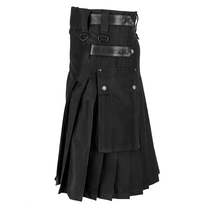 Fashion Scottish Men Adult Traditional Kilt Medieval Metal Vintage Gothic Punk Pleated Skirt Halloween Carnival Cosplay Costumes