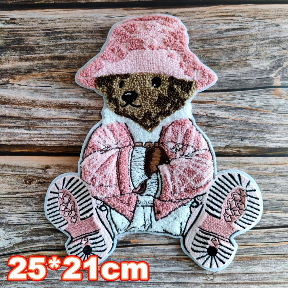 embroidery chenille letter bear patch,embroidered animal cartoon patches for coats bears badges cute girls appliques A211242