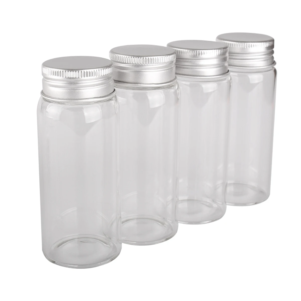 3pcs 70ml 37*90mm Storage Bottles with Aluminum Lids Candy Bottles Spice Jars Glass Bottles Pill Container Message Bottles