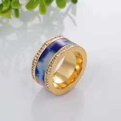 Fashion 12mm wide big rings for men and women Blue sky white clouds male female accessories  wholesale