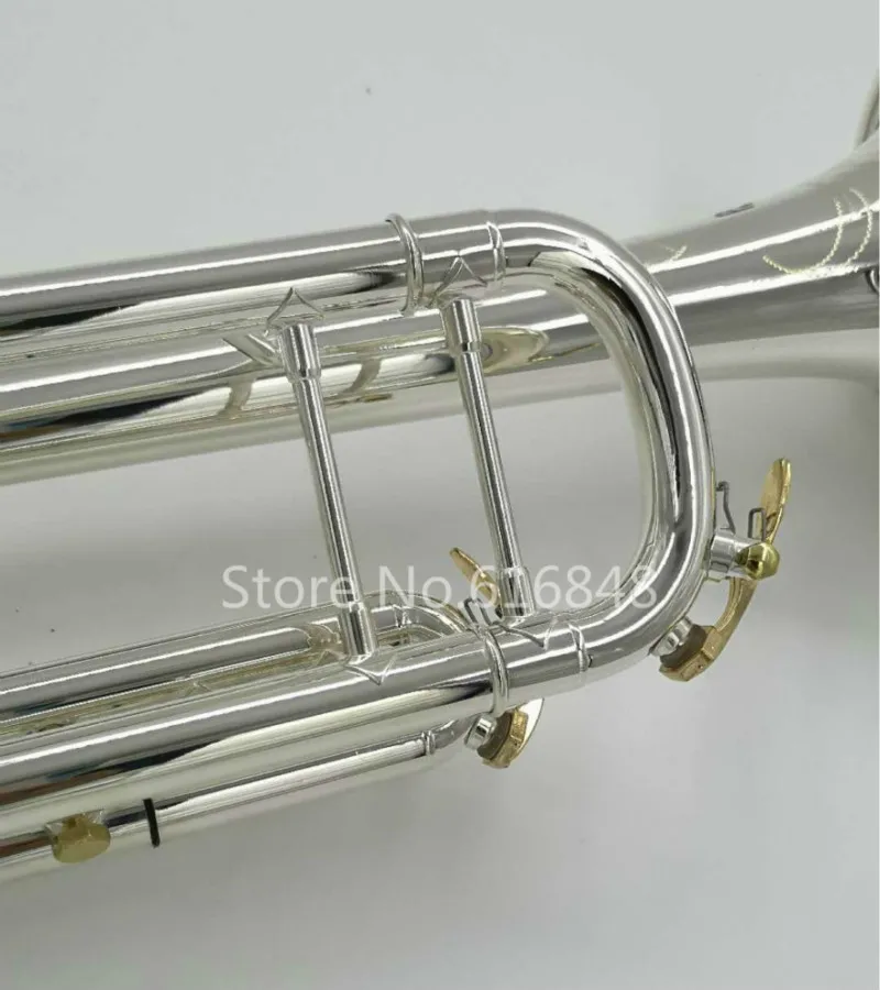 New TR-700 GS Bb Trumpet Brass Musical Instrument Silver Plated Body Gold Lacquer Key High Quality Trumpet with Mouthpiece