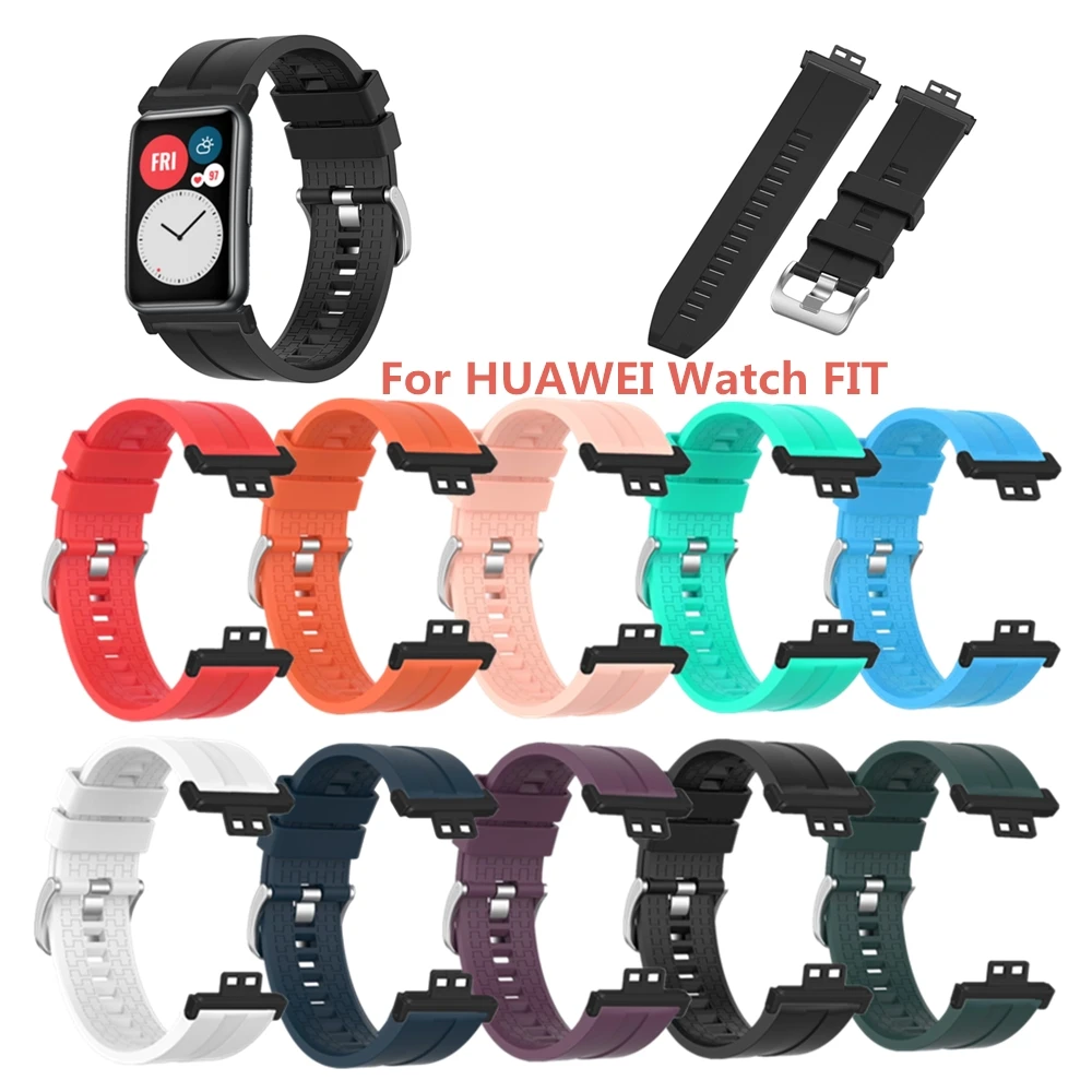 حزام رياضي ملون لساعة Huawei Watch Fit، سوار معصم بديل من السيليكون الذكي لساعة Huawei Watch Fit